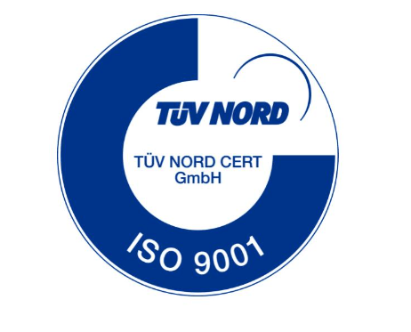 Logo de la certification ISO 9001 par TÜV NORD CERT GmbH.